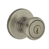Kwikset 400T 5 6AL RCS K3 Entry Knob, Antique Brass, Zinc, KW1 Keyway, Re-Key Technology: Smartkey, Residential